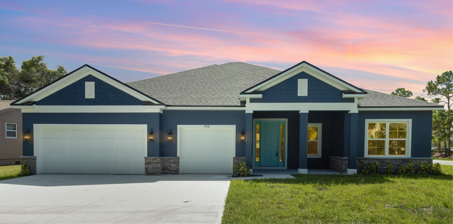 House exterior, blue