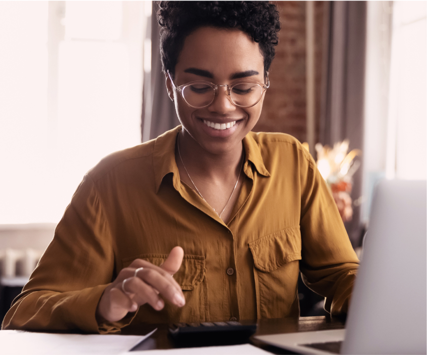 Woman typing on laptop