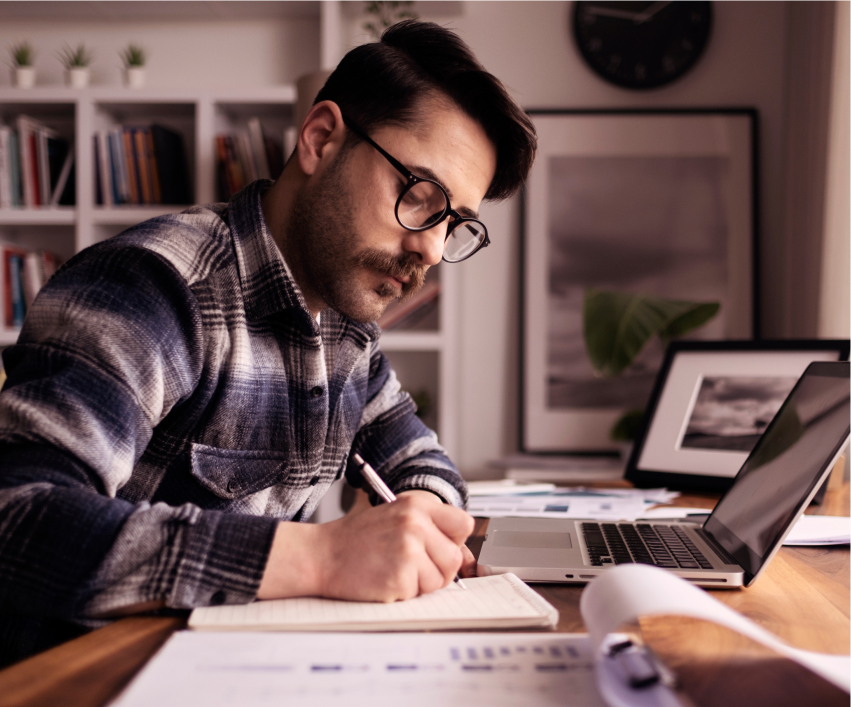 Man on a laptop working