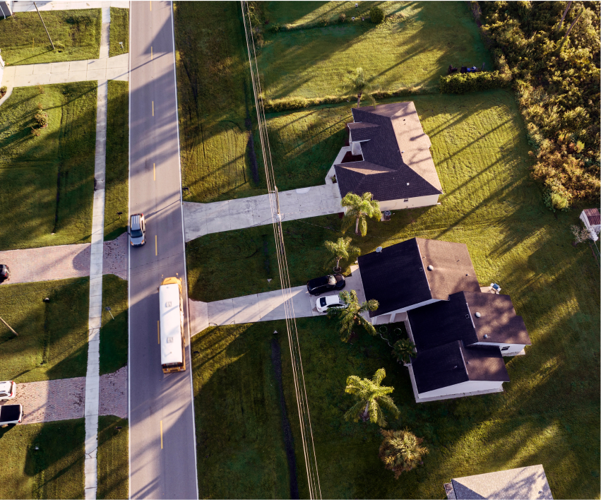 Drone view of houses